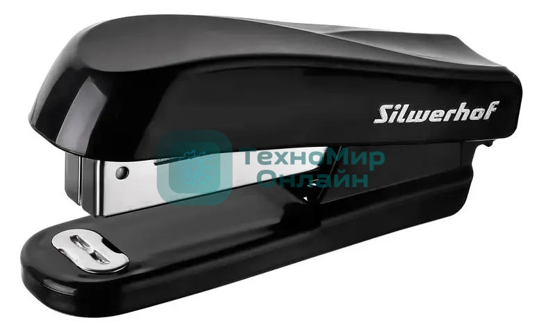 Степлер Silwerhof 401077-01 24/6 (20 листов) черный, 50 скоб, пластик закрытый, коробка