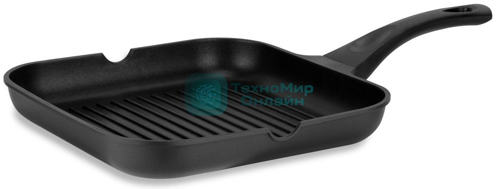 Сковорода-гриль Rondell Schwarz RDA-1683 квадратная 28 см, покрытие: Xylan Plus ручка несъемная (без крышки) черный
