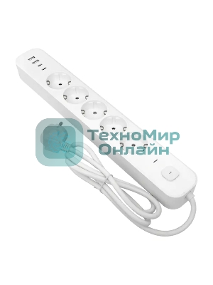 Удлинитель 5х5 м IP20 2USB 2.4А+2type-C LUX 1.5 кв.мм EKF UBA-LUX-505-TC