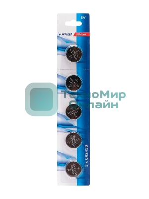 Батарейки литиевые Gembird Gb-CR2450-5B, тип CR2450, 5шт, блистер