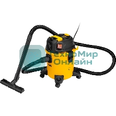 Строительный пылесос Denzel RVC20 желтый, 1400 Вт, уборка сухая/сбор воды/выдув, пылесборник мешок/контейнер, 20 л