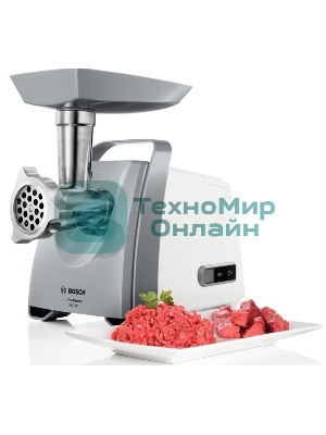 Мясорубка электрическая Bosch MFW 66020 белый/серый, 1800 Вт, 3.0 кг/мин, реверс, защита от перегрузки, насадки - 5