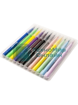 Фломастеры Silwerhof Create 10мм 169мм кисть, вентилируемый колпачок, 12 цветов, пакет с европодвесом