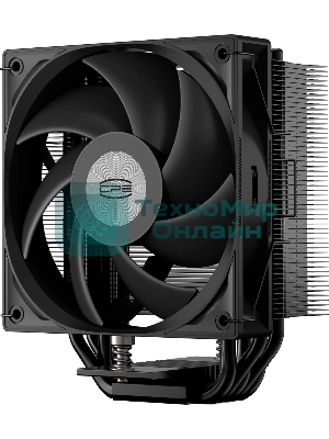 Кулер для процессора PCCooler RT500 BK (240W, 4-pin PWM, LED temp., 152мм, Al/Cu, 5x6мм, 1x120мм, 73.32CFM, 34.9dBA, 2200RPM, S: 1851/1700/1200/115X, AM5/AM4, черный)