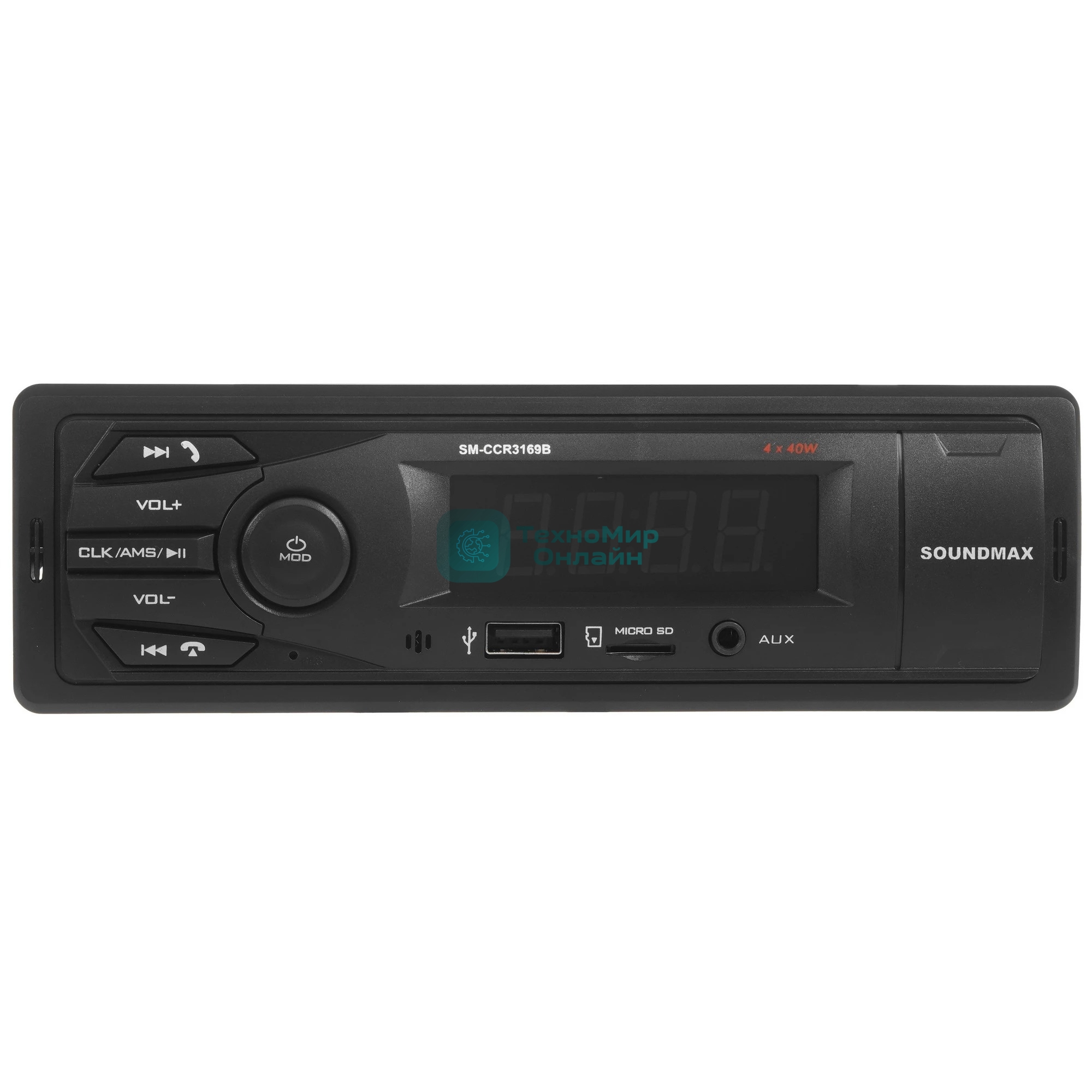 Автомагнитола Soundmax SM-CCR3169B, 1 DIN, Bluetooth, USB Type-A, AUX
