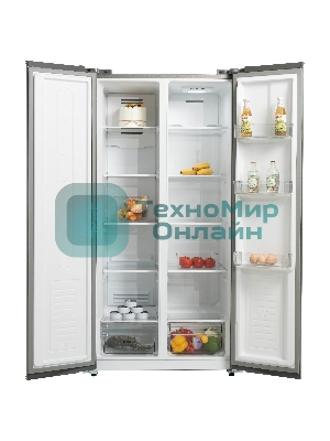 Холодильник Бирюса SBS 400 DI нержавеющая сталь двухкамерный 232/168 л морозилка слева, NoFrost, Side-by-side