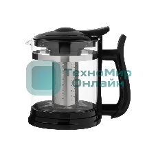 Чайник заварочный MALLONY Fabriano, объем 1,6 л, стеклянный, ручка/крышка/дно из полипропилена, черный (910130)