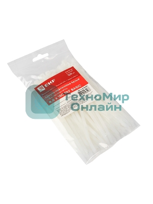 Хомут кабельный 4.8х150 нейл. белый (уп. 100 шт) EKF plc-c-4.8x150