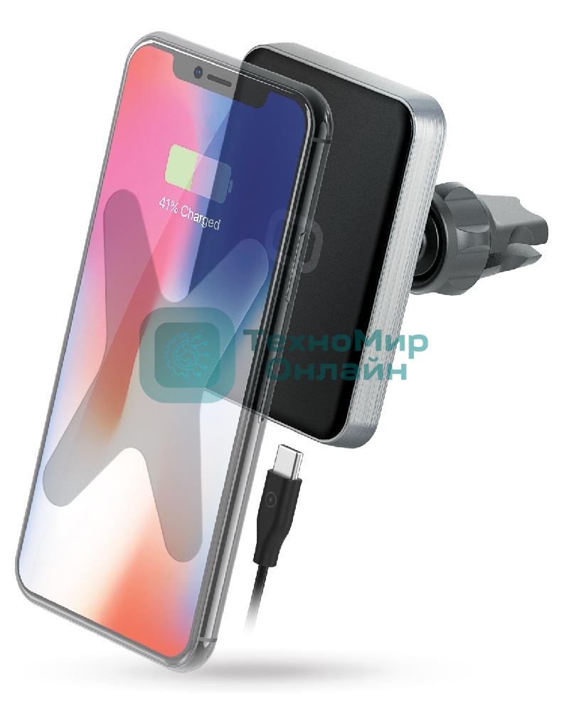 Автомобильное беспроводное зарядное устройство Qumo PowerAid Qi C Charger V2 (Charger 0009), 10 Вт, 1 контур