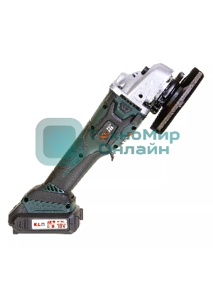 Угловая шлифовальная машина бесщеточная (болгарка) аккумуляторная KLPRO KLAT18B-20 (18В, Li-ion-2шт, 2.0Ач, 115мм, М14, 8500 об/мин З/У,сумка)