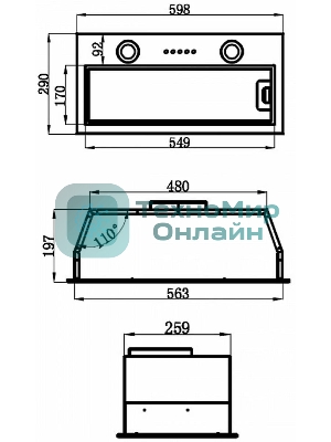 Вытяжка встраиваемая Maunfeld THAMES 601M белый, 60 см, 520 куб. м/ч, 45 дБ
