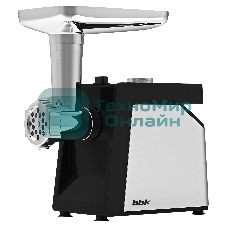 Мясорубка электрическая BBK MG2010 металлик/черный, 2000 Вт, 2.0 кг/мин, реверс, защита от перегрузки, металлический лоток, насадки - 4