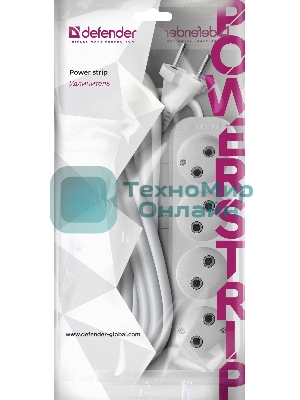 Удлинитель без заземления Defender B240 10 А, 5 м, без заземления