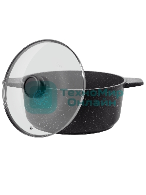 Кастрюля Maunfeld GALAXITE MF24GLX01CR 24 см, 4 л из литого алюминия со стеклянной крышкой