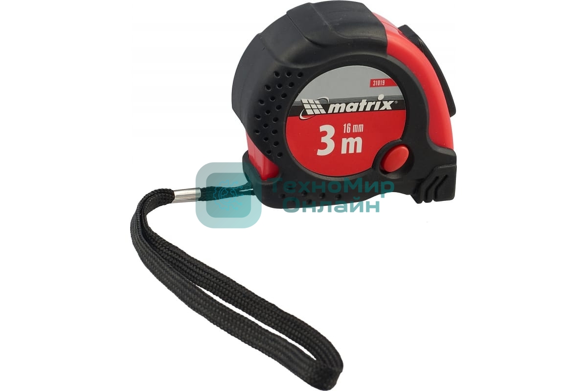 Рулетка Matrix status magnet fixation 3 мх16мм обрезиненный корпус зацеп с магнитом