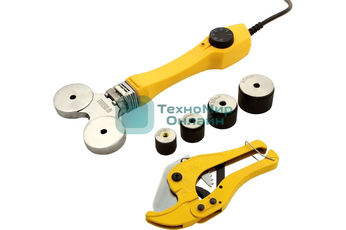 Аппарат для сварки пластиковых труб Denzel DWP-750 750Вт 260-300 град компл. насадок 20-40мм