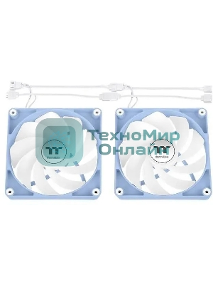 Вентилятор для корпуса Thermaltake CT120 Sync Hydrangea Reverse ARGb 120х120x25 голубой 4-pin 31.2дБ (упак.:2шт) (CL-F200-PL12BU-A) Ret