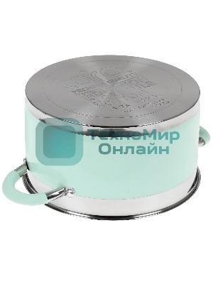 Кастрюля LARA LR02-544 MINT 24x13 см, 5,7 л, носик, индукционное дно, крышка с бортом, нержавеющая сталь