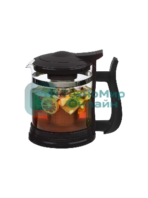 Чайник заварочный MALLONY Fabriano, объем 1,6 л, стеклянный, ручка/крышка/дно из полипропилена, черный (910130)