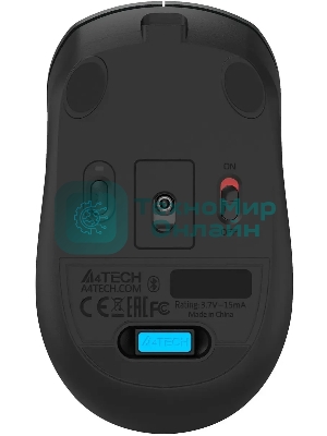 Мышь беспроводная A4Tech Fstyler FB26CS Air2 серый/черный, 2000 dpi, радиоканал, Bluetooth, USB, кнопки - 4