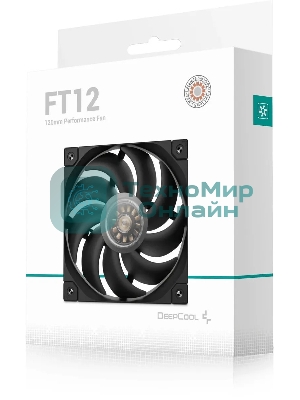 Вентилятор для корпуса DEEPCOOL FT12 черный, 120 мм, 2150 об/мин, 32 дБ, 4 pin