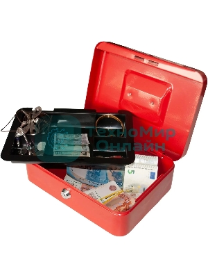 Ящик для денег Silwerhof 90x250x180 красный сталь