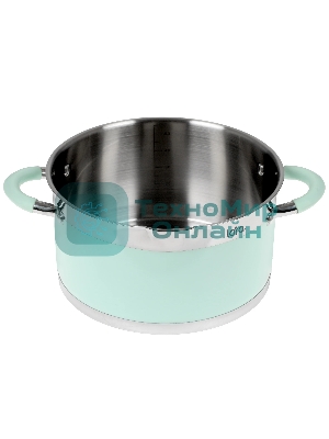 Кастрюля LARA LR02-544 MINT 24x13 см, 5,7 л, носик, индукционное дно, крышка с бортом, нержавеющая сталь