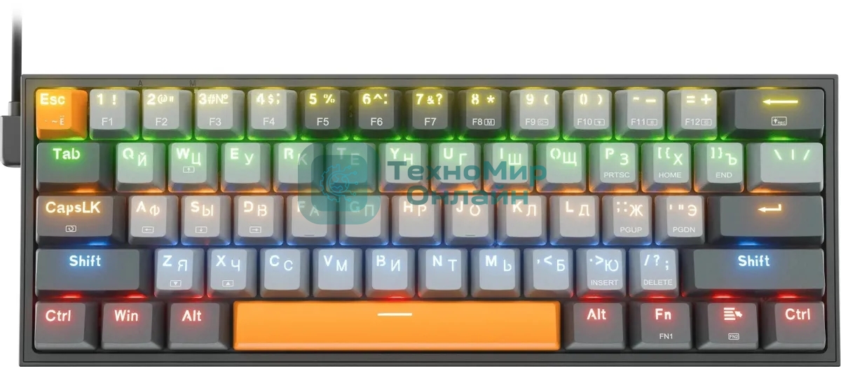 Клавиатура Redragon Fizz проводная, USB Type-A, серый