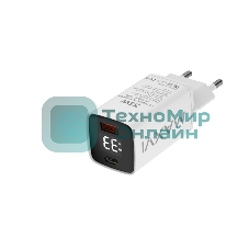 Сетевое зарядное устройство Maxvi A402PD LED 33W, 1xUSB-A, 1xUSB-C, белый