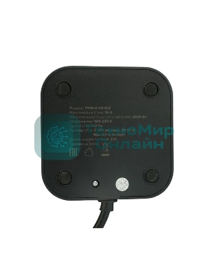 Сетевой фильтр Cablexpert Tower TWR-4-U3-B-2, 4 р, 10А, 3xUSB, 3.1А, 2 м, ур.защиты 2+, черный, коробка