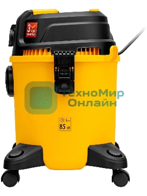 Строительный пылесос Denzel RVC20 желтый, 1400 Вт, уборка сухая/сбор воды/выдув, пылесборник мешок/контейнер, 20 л
