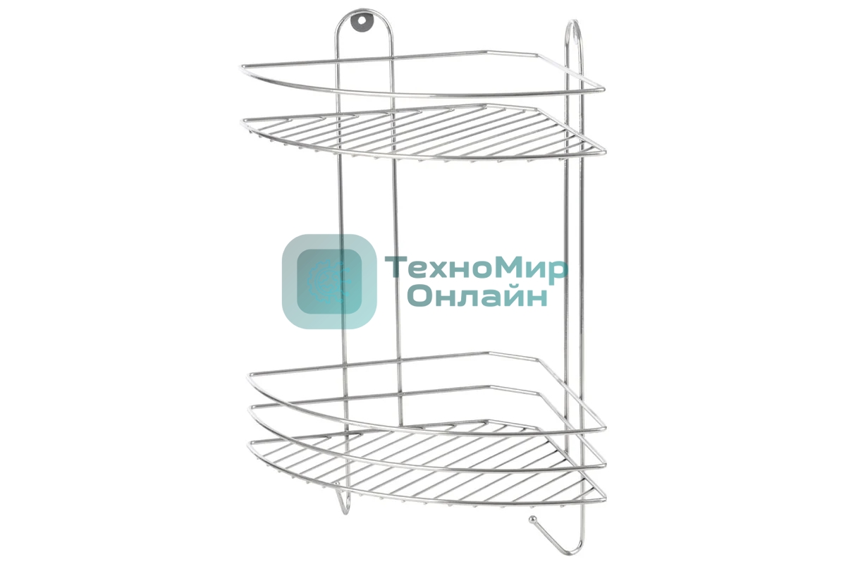 Полка угловая двухъярусная РЫЖИЙ КОТ Vento Plus 23*23*41,5 см хром (310848)