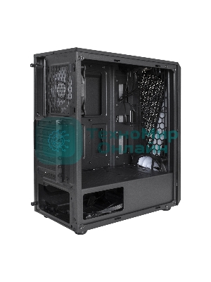 Компьютерный корпус Miditower ExeGate EVO-8225-NPX500 (ATX, БП 500NPX с вент. 12см, 2хUSB+1хUSB 3.0, черный, 2 вент. с RGb подсветкой и полоса на передней панели, боковая панель - закаленное стекло)