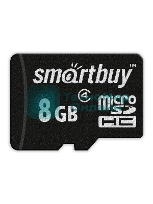 Флеш карта microSD 8Gb, Smartbuy microSDHC Class 4 (SD адаптер)