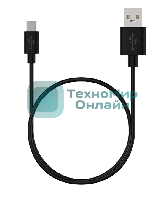 Кабель Maxvi MC-02 black USB-A - Type-C ток макс. нагрузки 2А, макс. напряжение 5V, длина кабеля 1м, материал PVC, черный