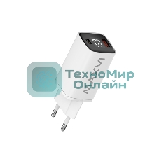 Сетевое зарядное устройство Maxvi A402PD LED 33W, 1xUSB-A, 1xUSB-C, белый