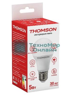 Лампа cветодиодная LED Thomson TH-B2098 E27, груша, 5Вт, 4000К, белый нейтральный, 1 шт.