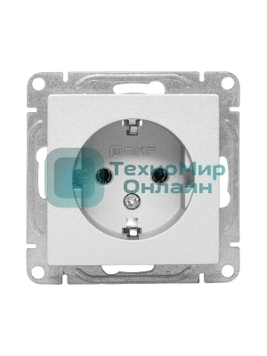 Механизм розетки EKF UP1-SOA-110 16А, с заземлением, без шторок, алюминий Эпика