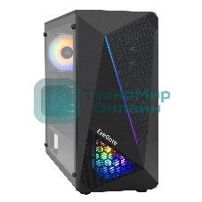 Компьютерный корпус Miditower ExeGate EVO-8225-NPX500 (ATX, БП 500NPX с вент. 12см, 2хUSB+1хUSB 3.0, черный, 2 вент. с RGb подсветкой и полоса на передней панели, боковая панель - закаленное стекло)