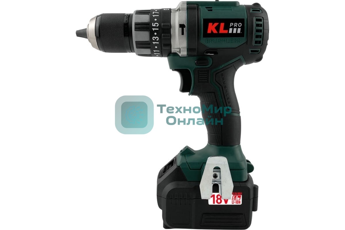 Дрель-шуруповерт Klpro KLDM18BH-13, 18 В, 2 Ач, 70 Нм,  бесщеточный, ударный