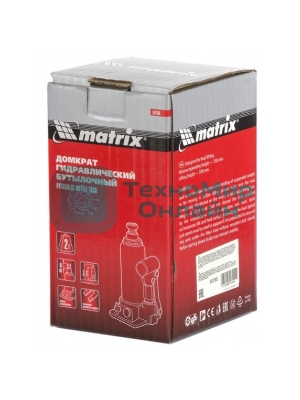 Домкрат гидравлический бутылочный Matrix, 2 т, h подъема 158–308 мм