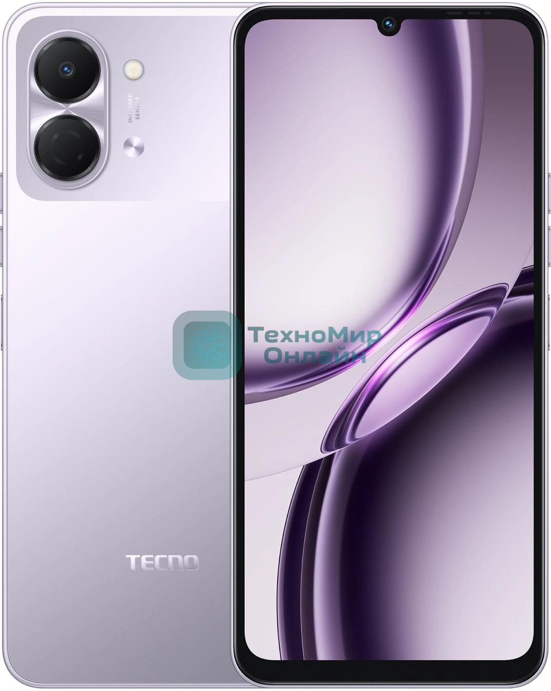 Смартфон Tecno Spark Go 3 128Gb 4Gb фиолетовый моноблок 3G 4G 2Sim 6.75