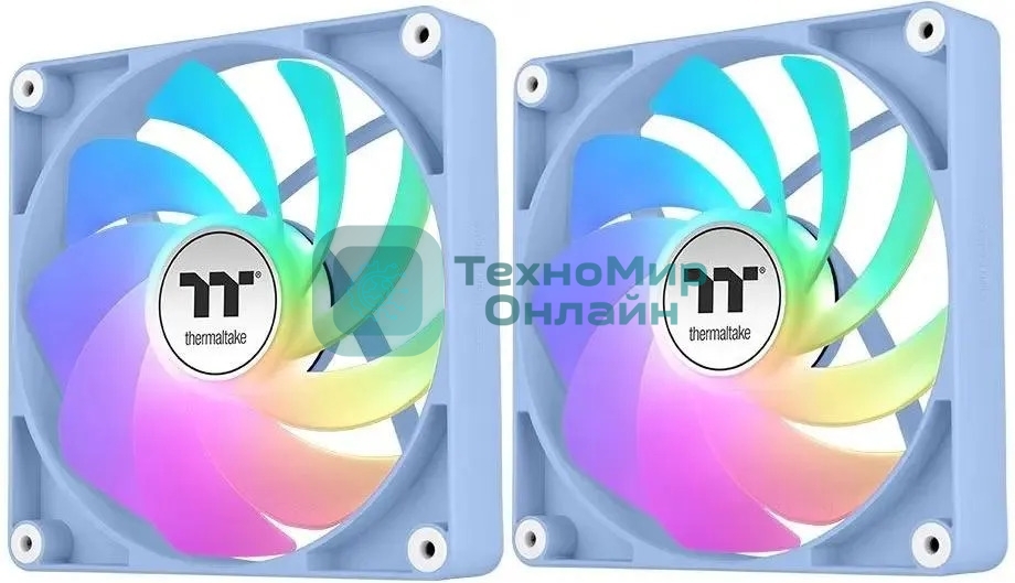 Вентилятор для корпуса Thermaltake CT120 Sync Hydrangea Reverse ARGb 120х120x25 голубой 4-pin 31.2дБ (упак.:2шт) (CL-F200-PL12BU-A) Ret