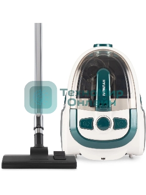 Пылесос Hyundai HYV-C3500 белый/бирюзовый, 380/2220 Вт, уборка сухая, пылесборник контейнер 2.5 л