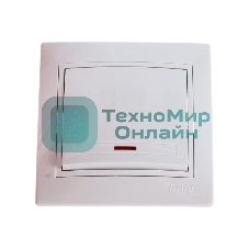 Выключатель LEZARD 1-кл. СП Мира 10А IP20 с подсветкой белый/белый 701-0202-111