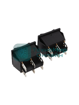 Выключатель клавишный Rexant 250V 15А (6с) (ON)-OFF-(ON) черный с нейтралью Б/Фикс