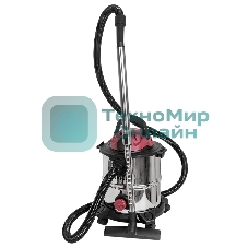 Строительный пылесос Pioneer VC286C серебристый с красным, 1400 Вт, уборка сухая/влажная, пылесборник контейнер, 20 л