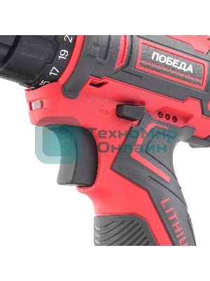 Дрель-шуруповерт аккумуляторная ПОБЕДА ДА-12П/2 Ли, 1 АКБ, 12В, 2,0 Ач, 25Нм, 2 скорости, кейс, комплект сверел и бит
