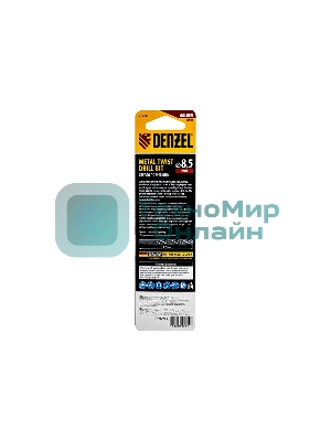 Сверло спиральное по металлу Denzel 8,5 x 117мм, Р6М5, Golden Tip, многогранная заточка