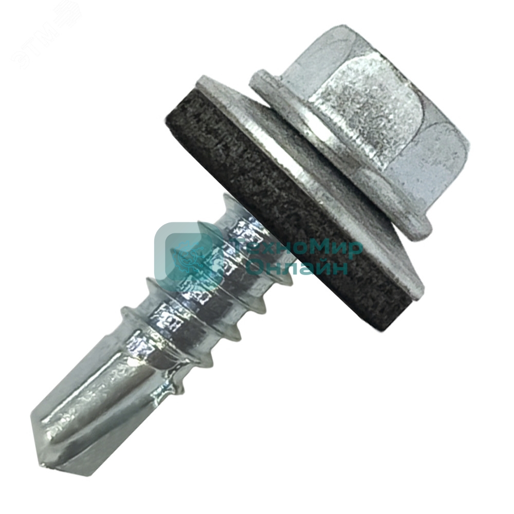 Саморез кровельный Руфкомплект 4.8х19 по металлу сверло №2 шайба d=14мм с EPDM прокладкой оцинкованный